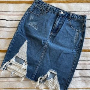 Forever 21 Distressed Denim Skirt